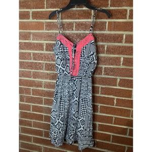 Maurice’s Juniors Dress Geometric Black White Coral Lace XS